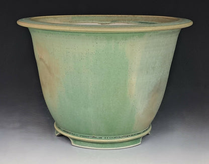 Porcelain Cascade Bonsai Pot with Green Microcrystalline Glaze