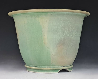 Porcelain Cascade Bonsai Pot with Green Microcrystalline Glaze