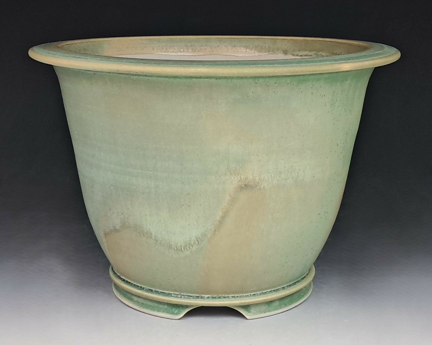 Porcelain Cascade Bonsai Pot with Green Microcrystalline Glaze