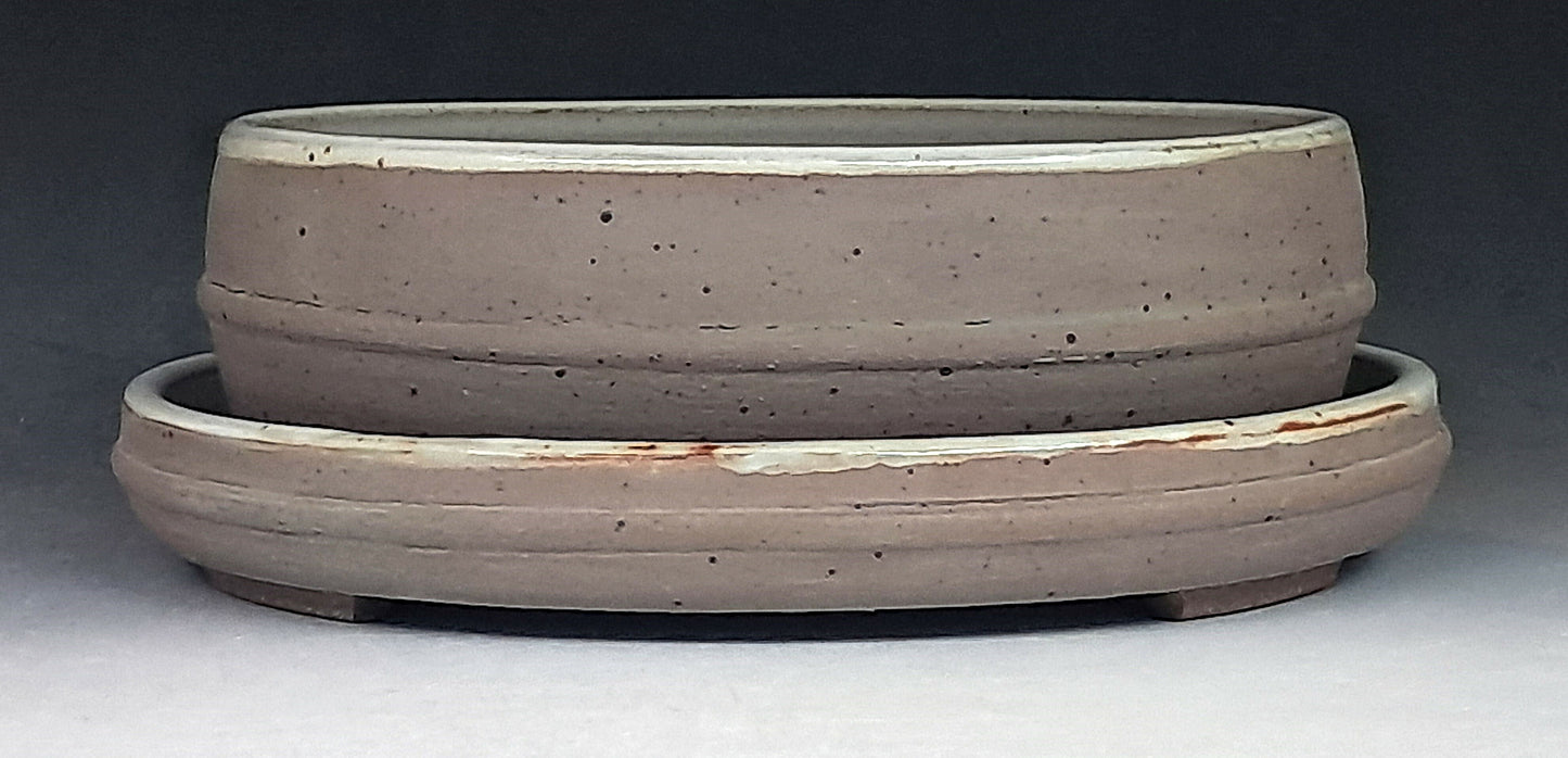 Oval Bonsai Pot with Tray