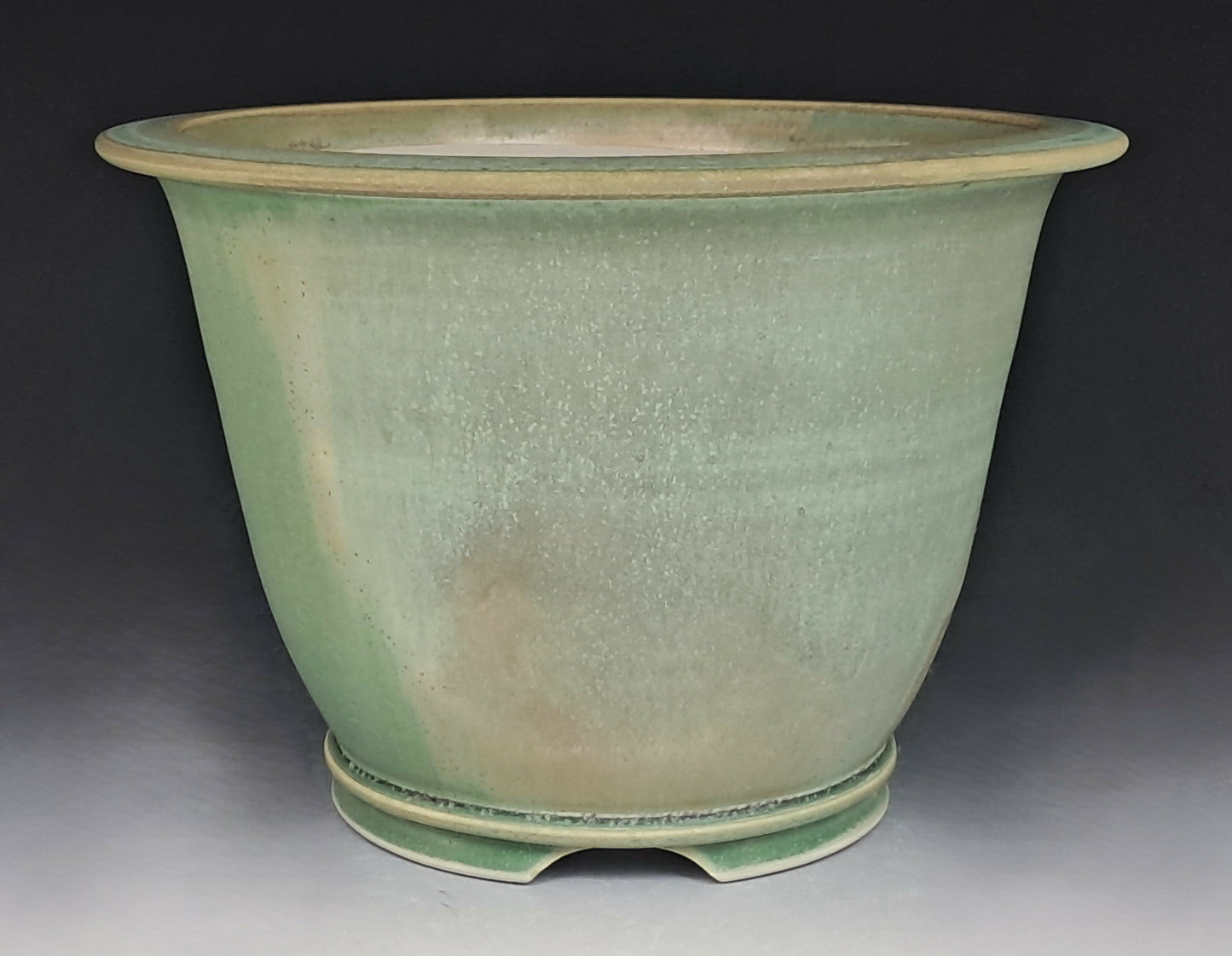 Porcelain Cascade Bonsai Pot with Green Microcrystalline Glaze