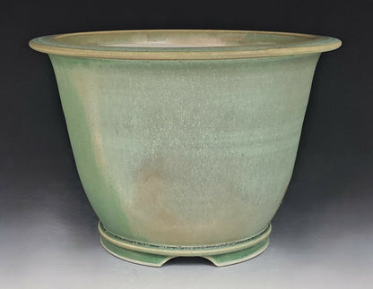 Porcelain Cascade Bonsai Pot with Green Microcrystalline Glaze