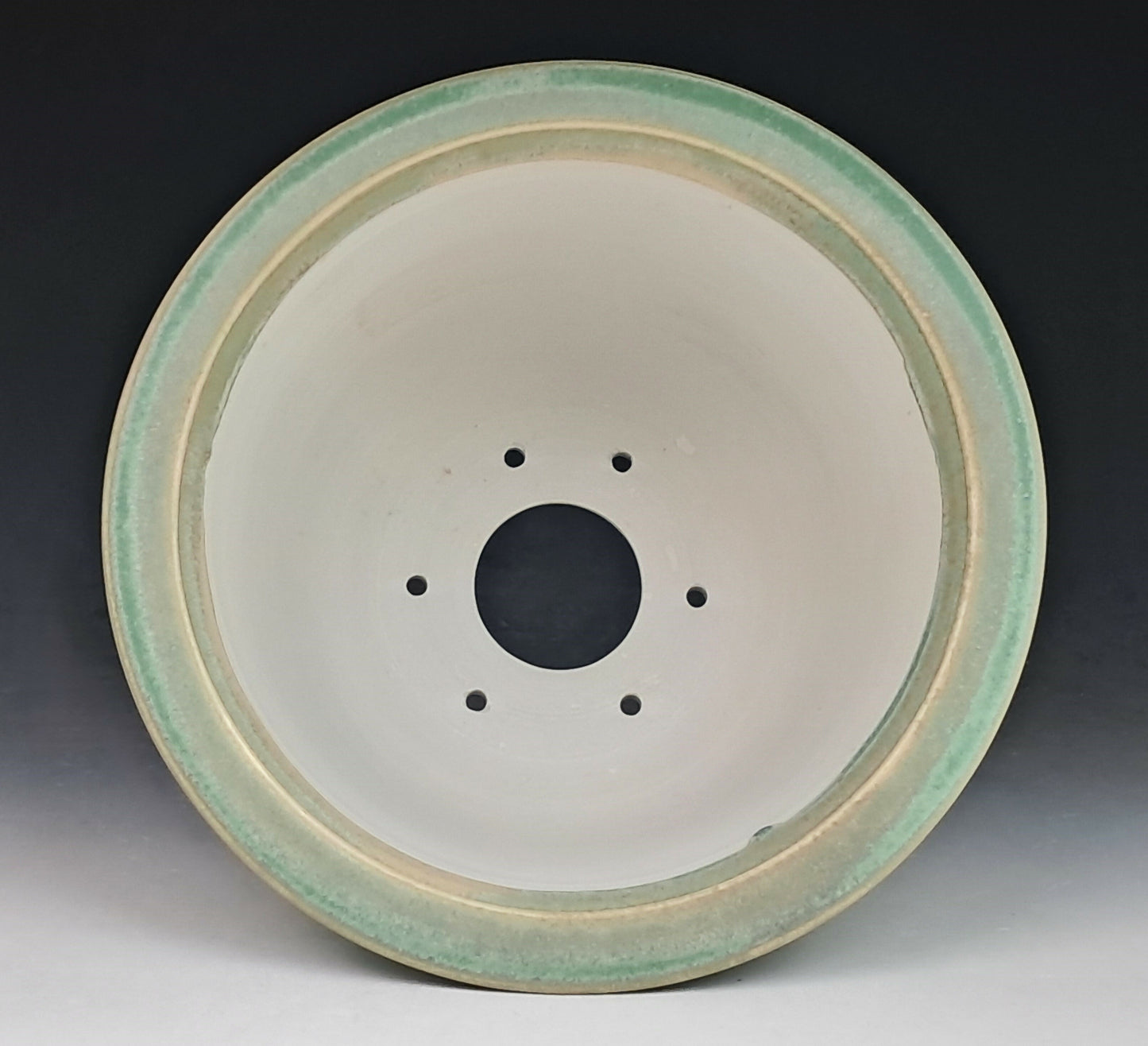 Porcelain Cascade Bonsai Pot with Green Microcrystalline Glaze