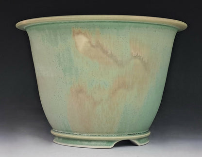 Porcelain Cascade Bonsai Pot with Green Microcrystalline Glaze
