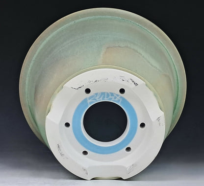 Porcelain Cascade Bonsai Pot with Green Microcrystalline Glaze