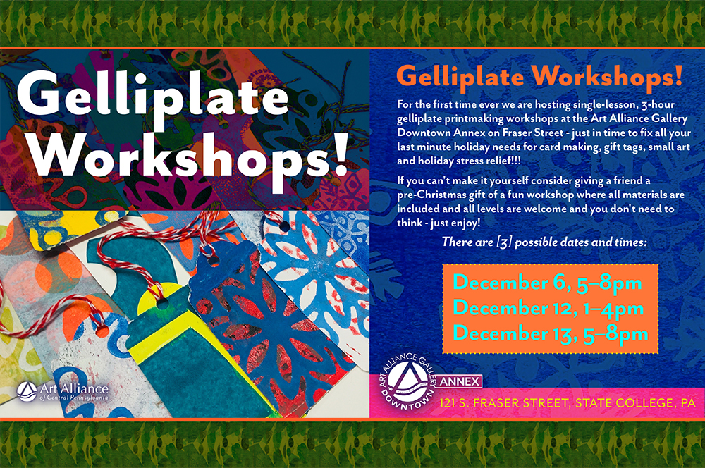 Holiday Gelliprint Workshops! December 11, 2019
