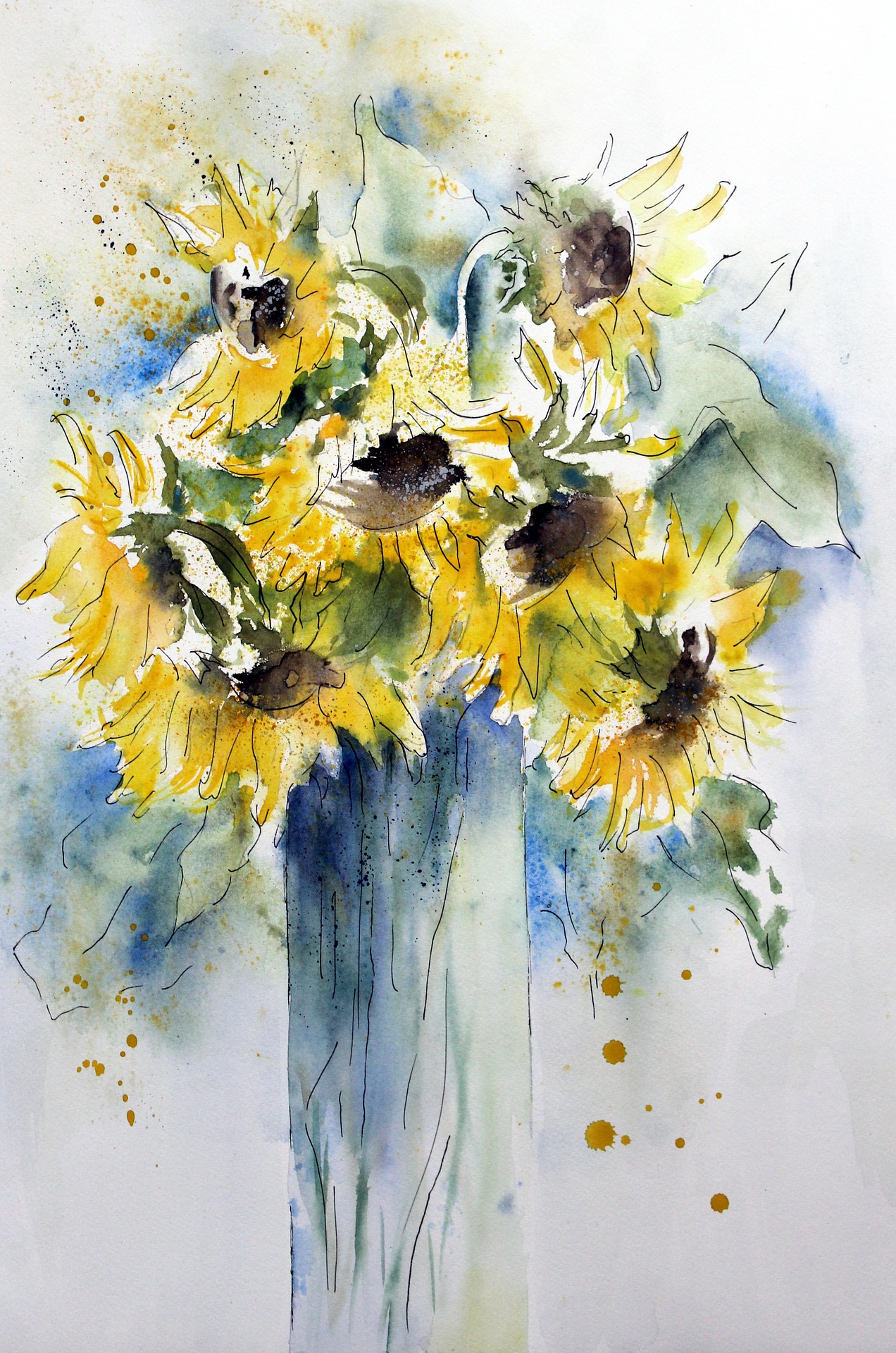 Watercolor Sunflowers July 11, 2021