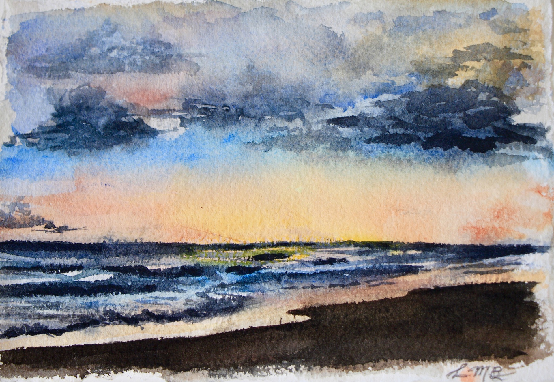 Watercolor Sunset Beach Pop-Up Art Class via ZOOM (10/22) August 20, 2021