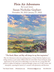 Plein Air Adventures—Susan Nicholas Gephart Art Exhibit December 18, 2021