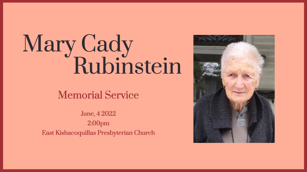 In Remembrance of Mary Cady Rubinstein